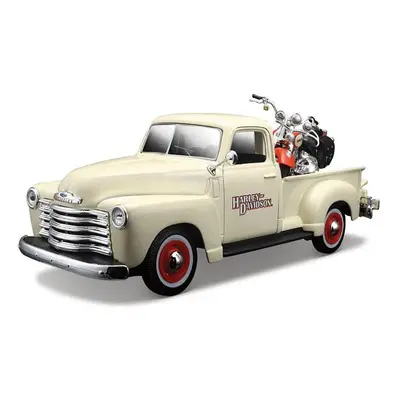 Maisto - Harley-Davidson Custom, 1950 Chevrolet 3100 Pickup + 2001 FLSTS Heritage Springer, 1:24