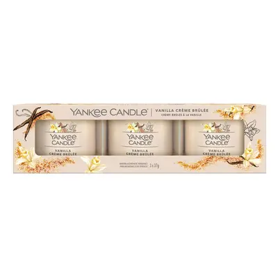 Yankee Candle Vanilla Creme Brulée votivní svíčky ve skle 3 x 37 g