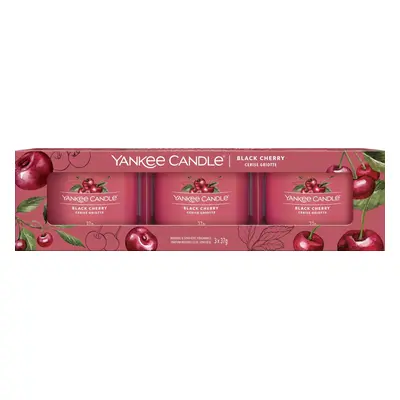 Yankee Candle Black Cherry votivní svíčky ve skle 3 x 37 g