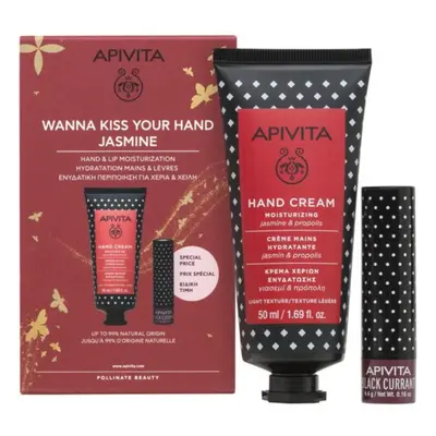 Apivita Jasmine hydratační krém na ruce 50 ml + balzám na rty Blackcurrant 4,4 g