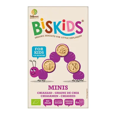 Belkorn Biskids BIO dětské celozrnné mini chia sušenky 120 g