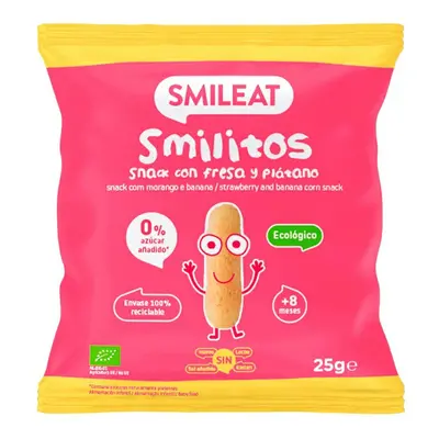 SMILEAT BIO kukuřičné křupky banán a jahoda 8m+ 25g