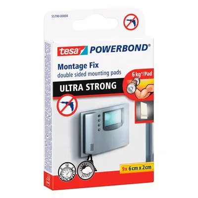 tesa Oboustranné montážní proužky Powerbond ULTRA STRONG, 9 ks, 6 cm x 2 cm