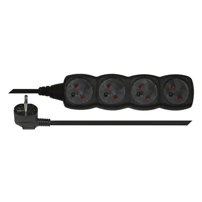 EMOS Prodlužovací kabel černý, 4 zásuvky, max. 10 A/2300 W, 5 m