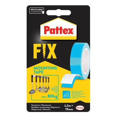 Pattex Montážna obojstranná lepiaca páska Super Fix, nosnosť 80 kg, 19 x 1,5 m