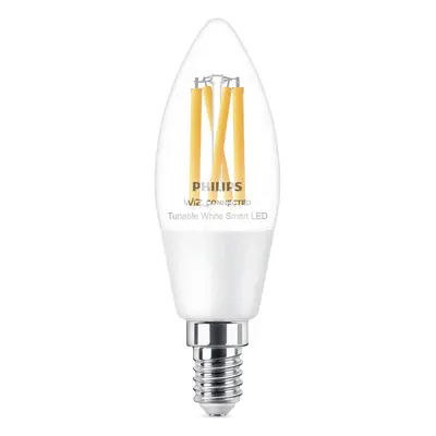 Philips Chytrá LED žárovka Filament E14 C35, 4,9 W, 407 lm, 2700-6500 K, čirá