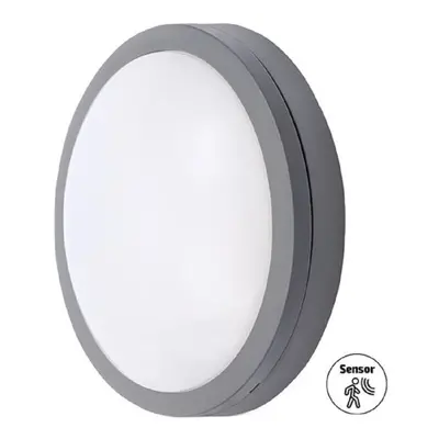 Solight Venkovní LED svítidlo se senzorem Siena 20W, 1500 lm, IP54, 23 cm, šedé