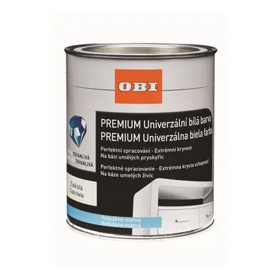 OBI Premium Univerzální bílá barva hedvábně matný čistě bílý 375 ml