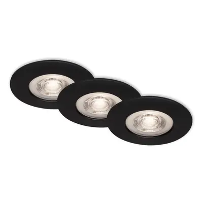 Brilo Vestavné LED svítidlo Kulana 3 ks, matná černá, pr. 90 mm