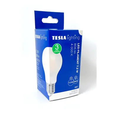 Tesla LED žárovka Filament Bulb Milky A60, E27, 7,2W, 230V, 806lm, 4000K, 360°