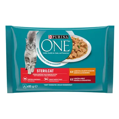 Purina One Kapsičky Sterilcat multipack kuře a hovězí ve šťávě 4 x 85 g