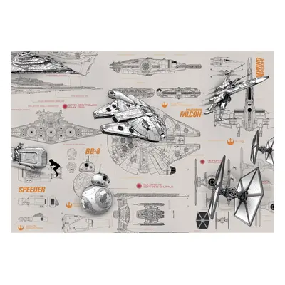 Komar Papírová fototapeta Star Wars Blueprints 368 x 254 cm