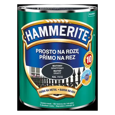 Hammerite Přímo na rez barva na železné kovy matná grafitová 0,7 l