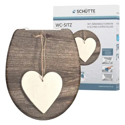 Eisl WC sedátko Wood Heart duroplast s automatickým sklápěním a rychloupínáním