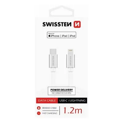 Swissten Datový kabel USB/Lightning bílý 1,2m