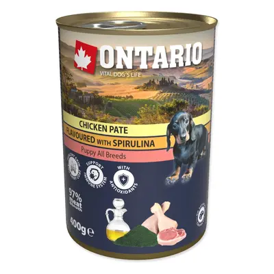 Ontario Konzerva Puppy s kuřecím paté a spirulinou 400 g