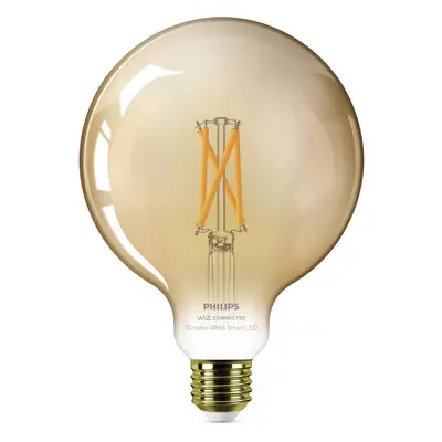 Philips Chytrá LED žárovka Filament E27 G125, 7 W, 640 lm, 2000-5000K, jantarová