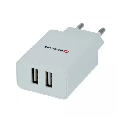 Swissten Síťový adaptér Smart IC 2x USB, 10 W, bílý