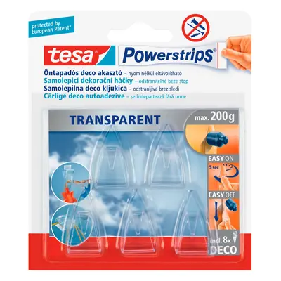 tesa Dekorační lepicí háčky Powerstrips Transparent Deco 5 ks