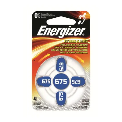 Energizer Baterie pro naslouchací přístroje Zinc Air 675, 4 ks