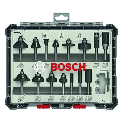 Bosch Smíšená sada tvarových fréz s vřetenem o pr. 6 mm, 15 ks