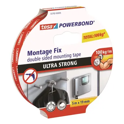 tesa Oboustranná montážní páska Powerbond ULTRA STRONG, bílá, 5 m x 19 mm