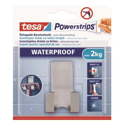 tesa Samolepicí držák na holicí strojek Powerstrips Waterproof, nerezová ocel