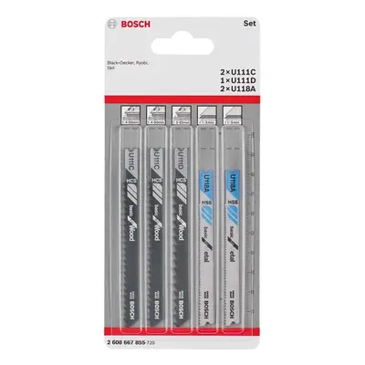 Bosch Sada pilových plátků pro přímočaré pily Basic for Wood and Metal, 5 ks