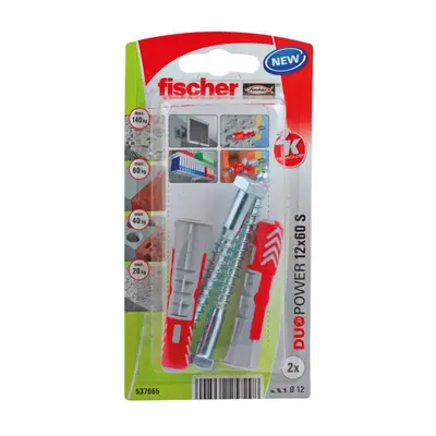 Fischer Hmoždinka DuoPower 12 x 60 S K NV se šrouby, 2 ks