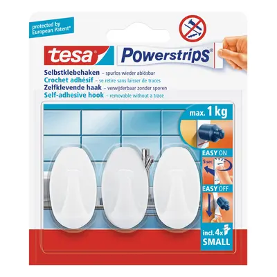 tesa Samolepicí háčky Powerstrips S malé oválné, bílá, 3 ks