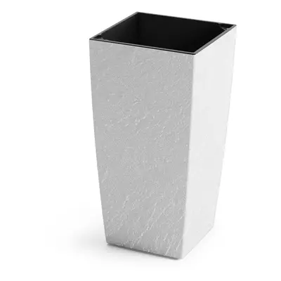 Plastkon Květináč Eliot Stone bílý 23,9 x 23,9 x 45,9 cm