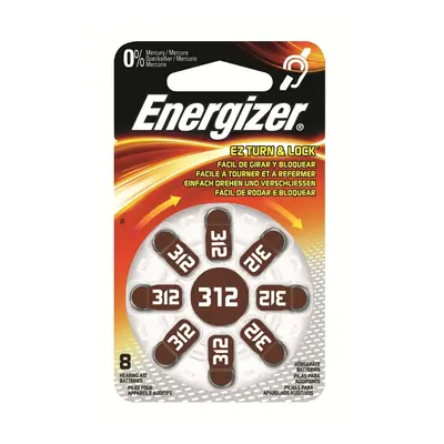 Energizer Baterie pro naslouchací přístroje Zinc Air 312, 8 ks