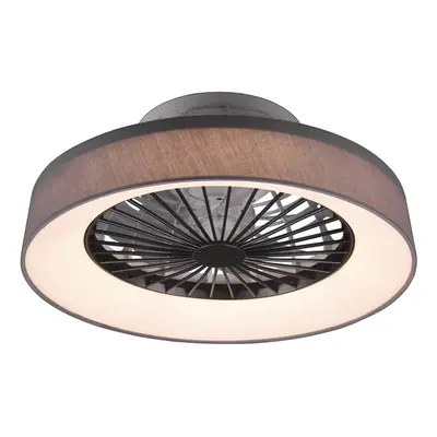 Reality Stropní LED svítidlo Farsund s ventilátorem šedé, pr. 47 cm