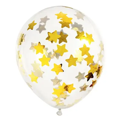 PartyDeco Balón fóliový s konfetami 30 cm, 6 ks