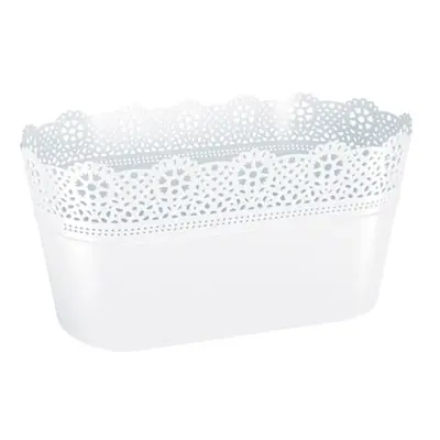 Prosperplast Truhlík s krajou LACE bílý, 28,5 x 13,5 x 15,5 cm