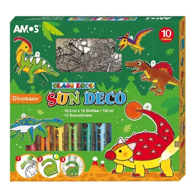 Amos Sada barev na sklo Dinosaurus 10 x 10,5 ml + 12 sklíček