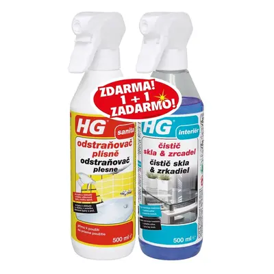 HG Odstraňovač plísně 500 ml + Čistič skla a zrcadel 500 ml