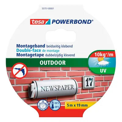 tesa Oboustranná montážní páska Powerbond OUTDOOR, průhledná, 5 m x 19 mm