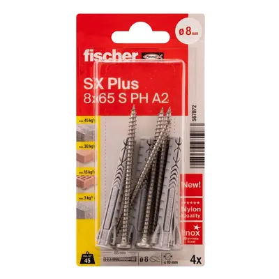 Fischer Rozpěrná hmoždinka SX Plus, 8 x 65 S vč. šroubů A2, 4+4 ks (blistr)