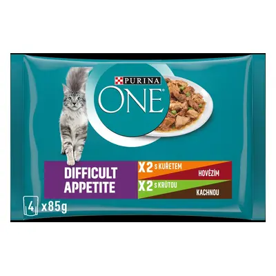 Purina One Kapsičky pro kočky Difficult Appetite multipack kuře/krůta 4 x 85 g