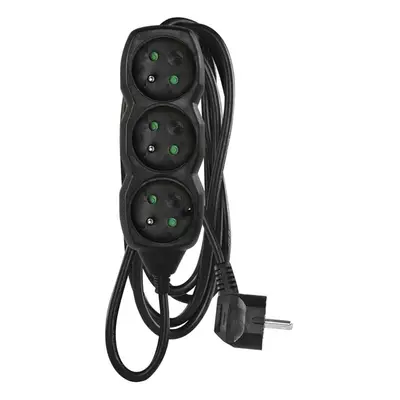 EMOS Prodlužovací kabel černý, 3 zásuvky, max. 10 A/2300 W, 3 m