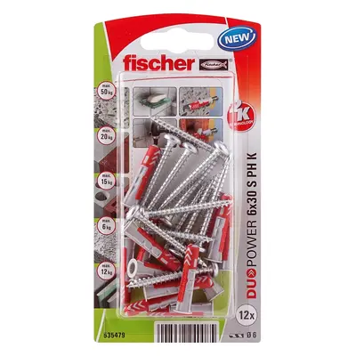 Fischer Hmoždinka DuoPower 6 x 30 S PH K NV, 12 ks