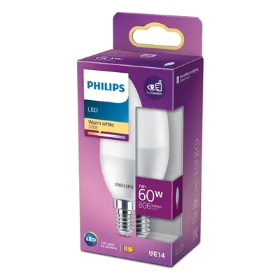 Philips Classic LED žárovka E14, 7 W, 806 lm, 2700 K