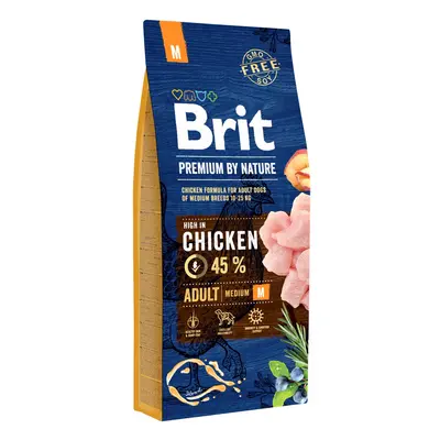 Brit Premium by Nature Granule pro psy ADULT M 10-25 kg s kuřecím 15 kg