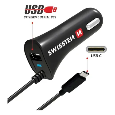 SWISSTEN Nabíječka CL, USB-A a USB-C, 2,4 A