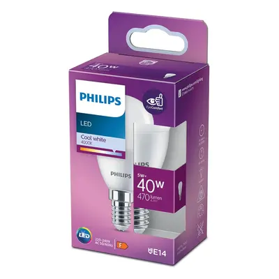 Philips Classic LED žárovka E14, 5 W, 470 lm, 4000 K, tvar kapky