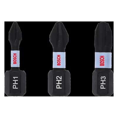 Bosch Sada šroubovacích nástavců Impact Control PH1, PH2, PH3, 3 ks, 1/4", 25 mm