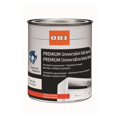 OBI Premium Univerzální bílá barva vysoký lesk čistě bílý 375 ml