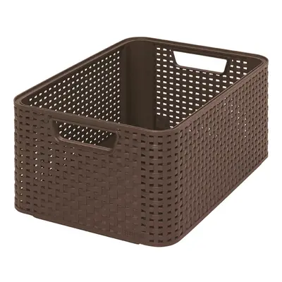 Box úložný Rattan Style2 M, tmavě hnědý, 38,5 x 17 x 29 cm