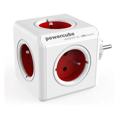 allocacoc Rozbočovací kostka PowerCube Original, 5 zásuvek, červená